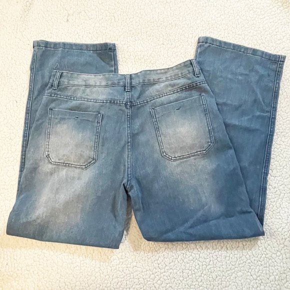 Jeans-Casual Denim Pants Straight Wide Leg Cargo Size XXL - Picture 5 of 7